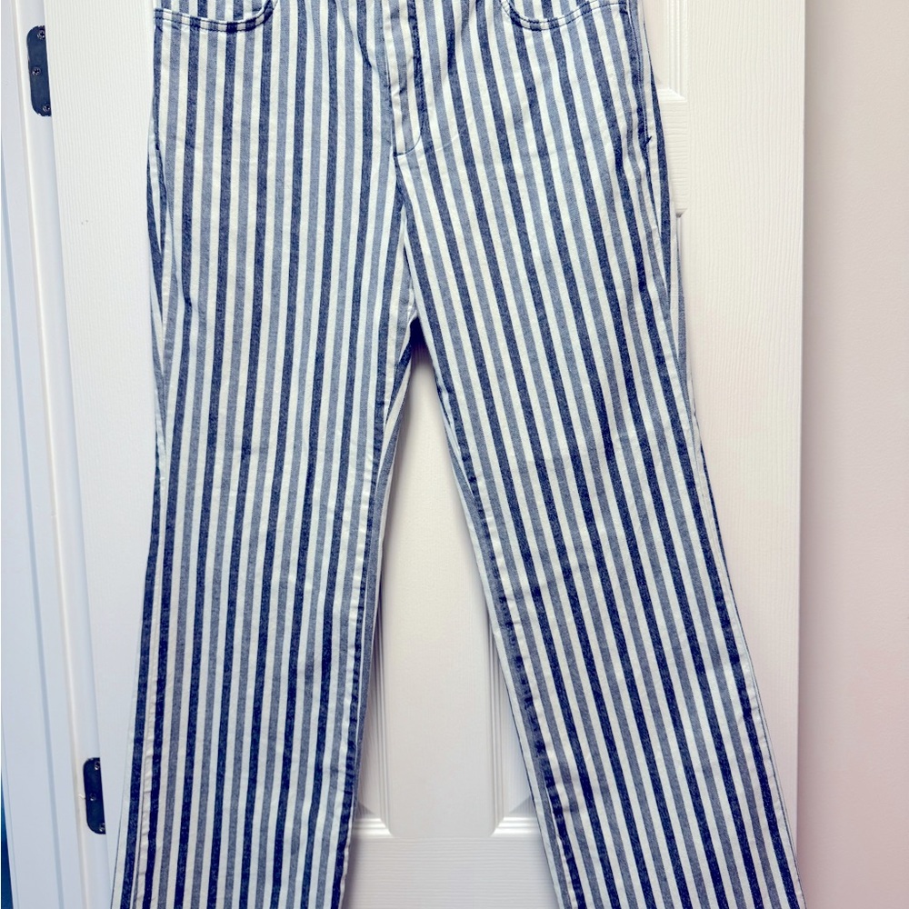 Blue white striped Alena Anthropologie bootcut pant